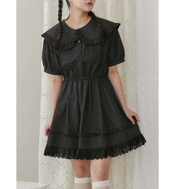 merry jenny「リボンフレアミニワンピース」|ワンピース|ブラック
