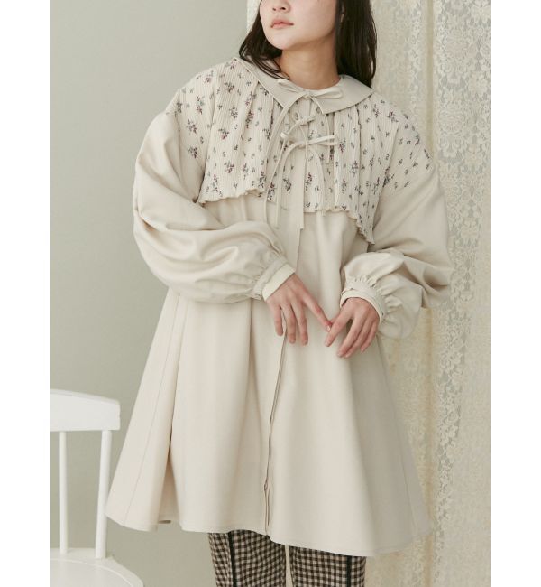 merry jenny「petit flower ribbonミニワンピース」|ワンピース|ベージュ
