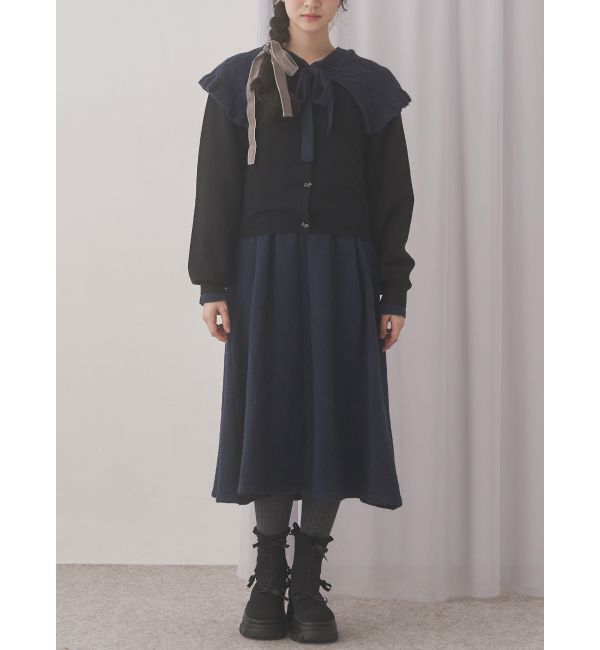 merry jenny「ケープリボンニットワンピース」|ワンピース|ネイビー