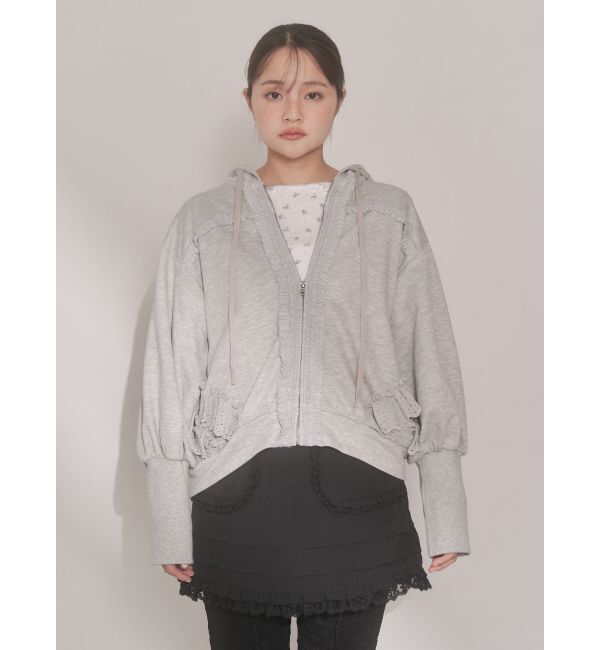 merry jenny「frill lace puff hoodie」|スウェット・ジャージ|