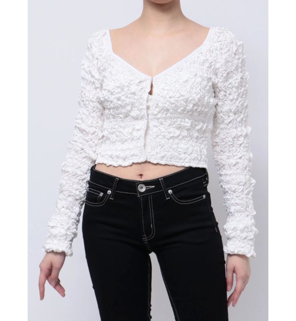 GYDA「シャーリング2WAYショートカーディガン」|カーディガン|