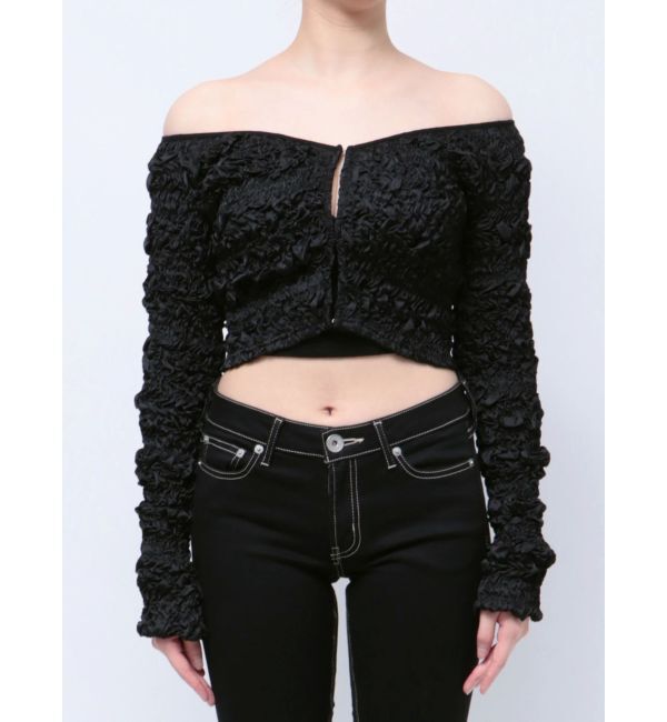 GYDA「シャーリング2WAYショートカーディガン」|カーディガン|