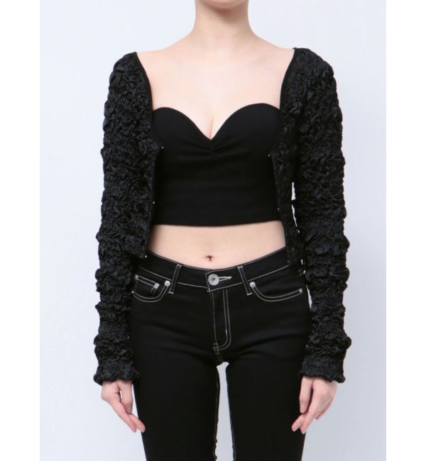 GYDA「シャーリング2WAYショートカーディガン」|カーディガン|