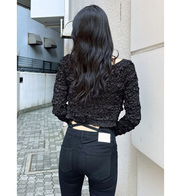 GYDA「シャーリング2WAYショートカーディガン」|カーディガン|