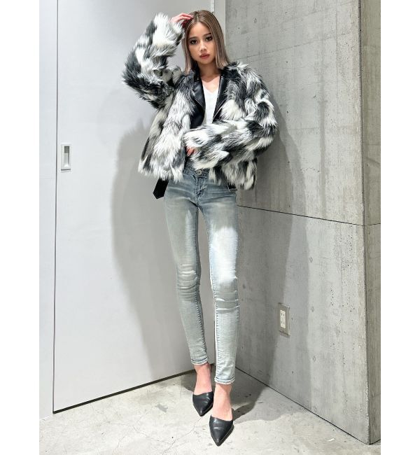 GYDA「レイヤードエコファーライダースジャケット」|ライダースジャケット|