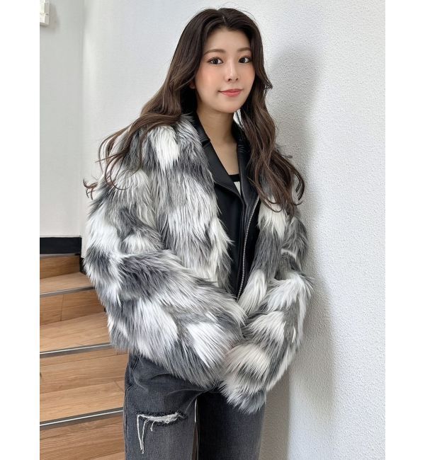 GYDA「レイヤードエコファーライダースジャケット」|ライダースジャケット|