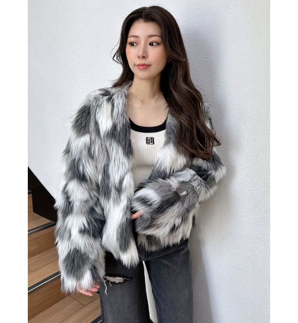 GYDA「レイヤードエコファーライダースジャケット」|ライダースジャケット|