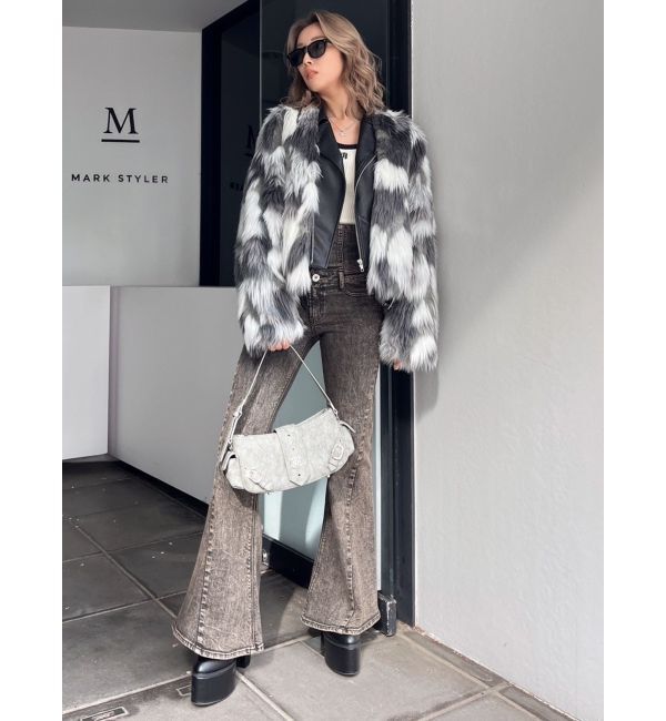 GYDA「レイヤードエコファーライダースジャケット」|ライダースジャケット|