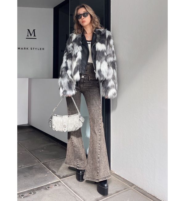 GYDA「レイヤードエコファーライダースジャケット」|ライダースジャケット|