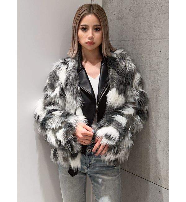 GYDA「レイヤードエコファーライダースジャケット」|ライダースジャケット|