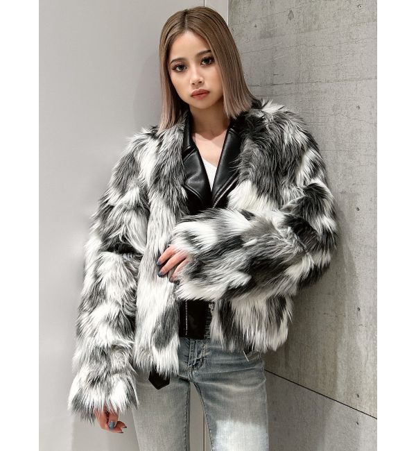 GYDA「レイヤードエコファーライダースジャケット」|ライダースジャケット|