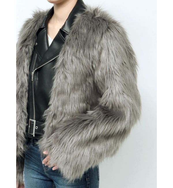 GYDA「レイヤードエコファーライダースジャケット」|ライダースジャケット|