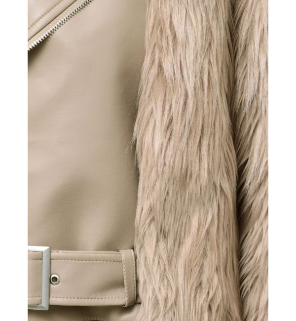 GYDA「レイヤードエコファーライダースジャケット」|ライダースジャケット|