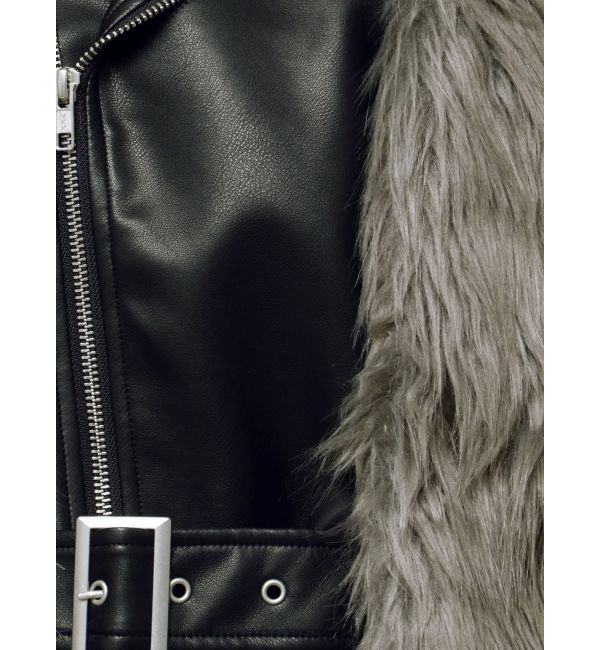 GYDA「レイヤードエコファーライダースジャケット」|ライダースジャケット|