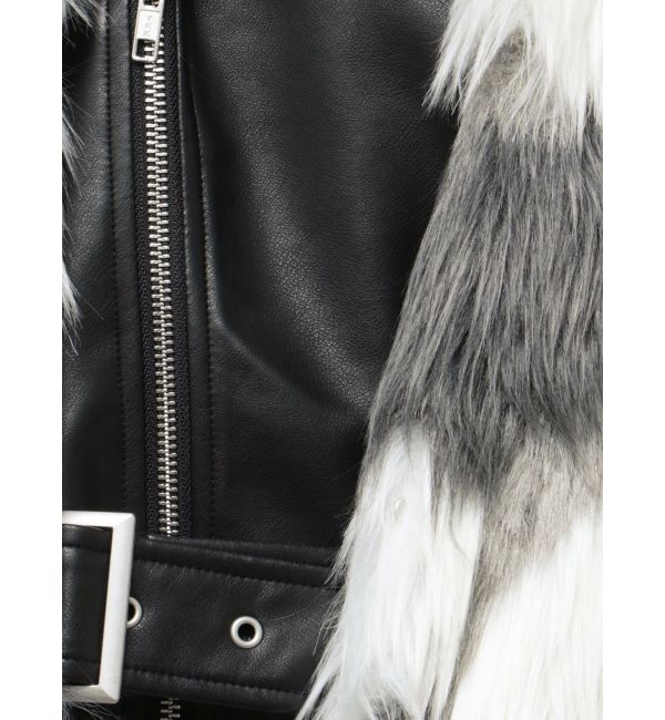 GYDA「レイヤードエコファーライダースジャケット」|ライダースジャケット|