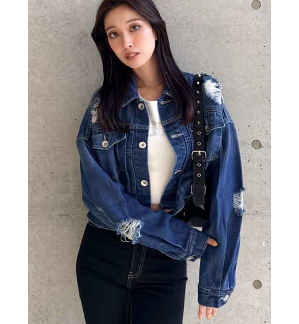 GYDA「ダメージSOFTデニムGジャン」|ブルゾン・スタジャン|ブルー