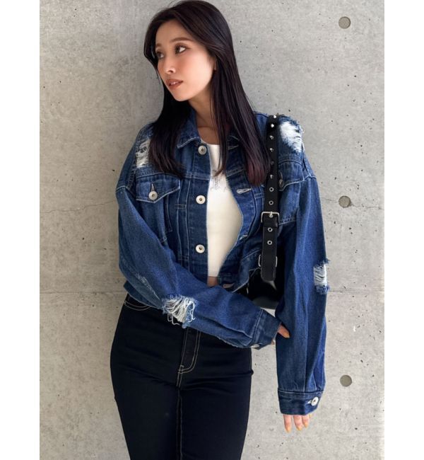 GYDA「ダメージSOFTデニムGジャン」|ブルゾン・スタジャン|