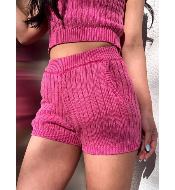 GYDA「ブリーチニットショートパンツ」|その他|ピンク