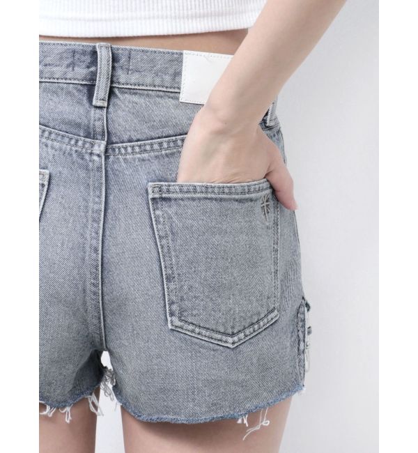 GYDA「ハイウエストSIDE RINGデニムショートパンツ」|デニム|