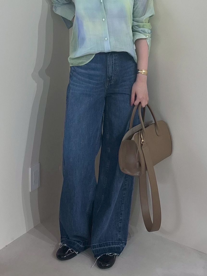 Mila Owen「【ウォッシャブル】撥水加工カットオフワイドデニムパンツ」|デニム|