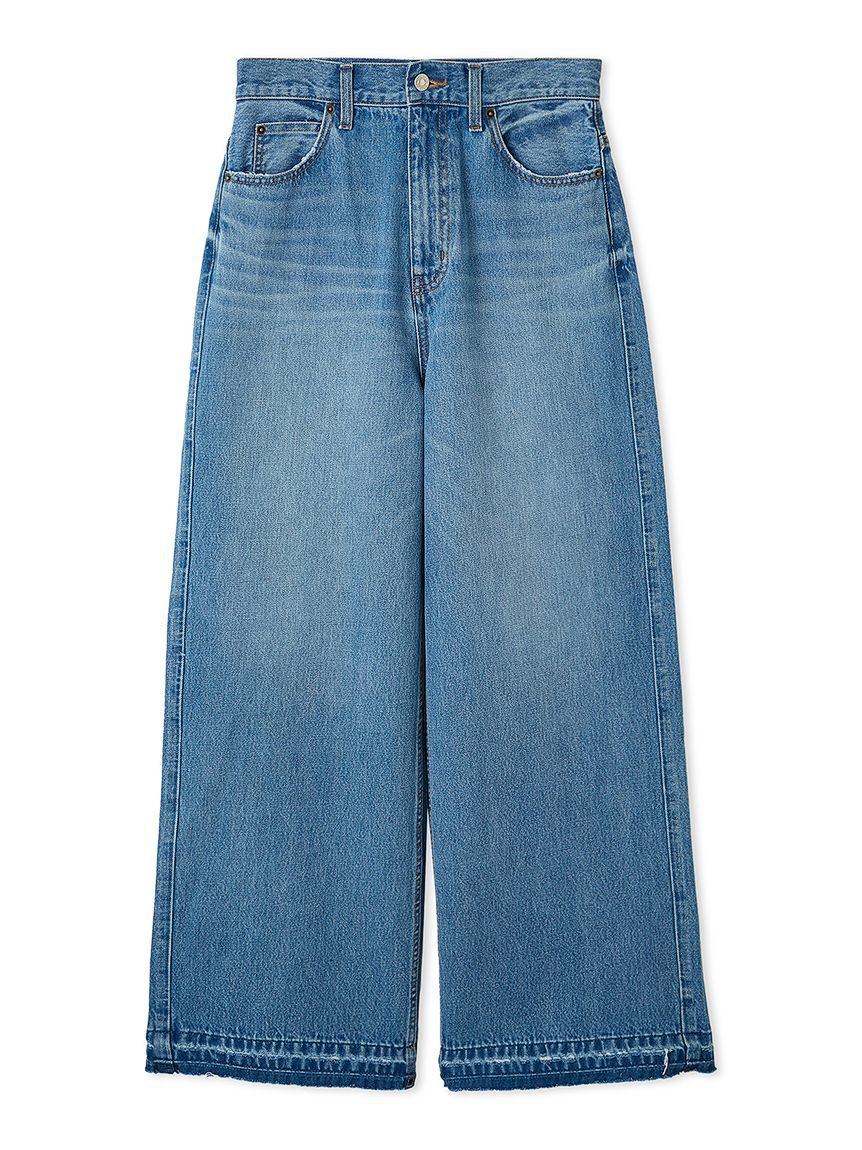 Mila Owen「【ウォッシャブル】撥水加工カットオフワイドデニムパンツ」|デニム|