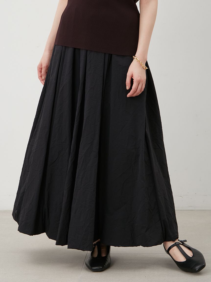 Mila Owen「マキシウエストドロストワッシャーバルーンスカート」|スカート|BLK