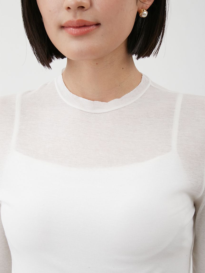 Mila Owen「コットン100％クルーネックシアーロンT」|Tシャツ・カットソー|