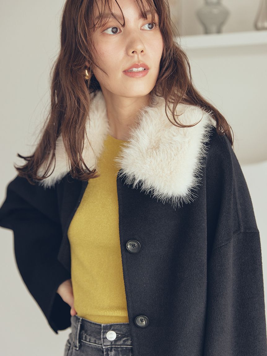 Mila Owen「2wayファーカラーリバーショートコート」|チェスターコート|