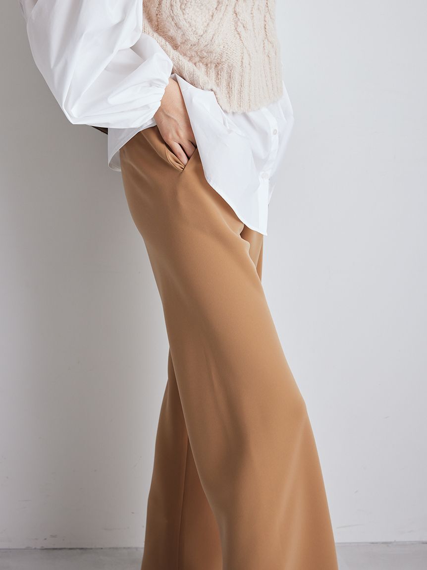 Mila Owen「ウエストゴムイージーワイドパンツ」|チノ|BEG