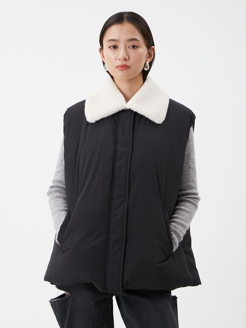 Mila Owen「ボア衿リサイクルダウンベスト」|ダウンベスト・ベスト|
