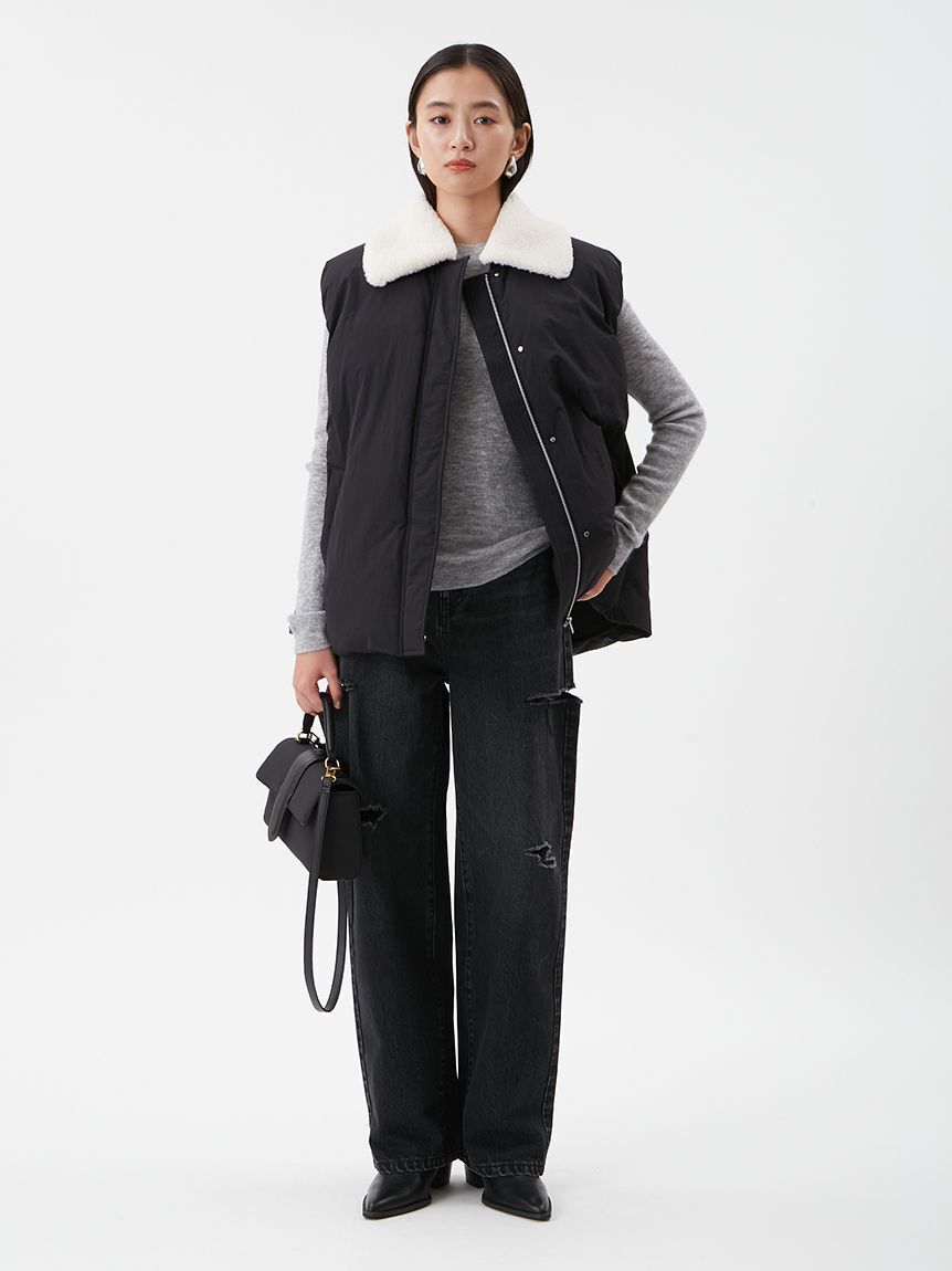 Mila Owen「ボア衿リサイクルダウンベスト」|ダウンベスト・ベスト|