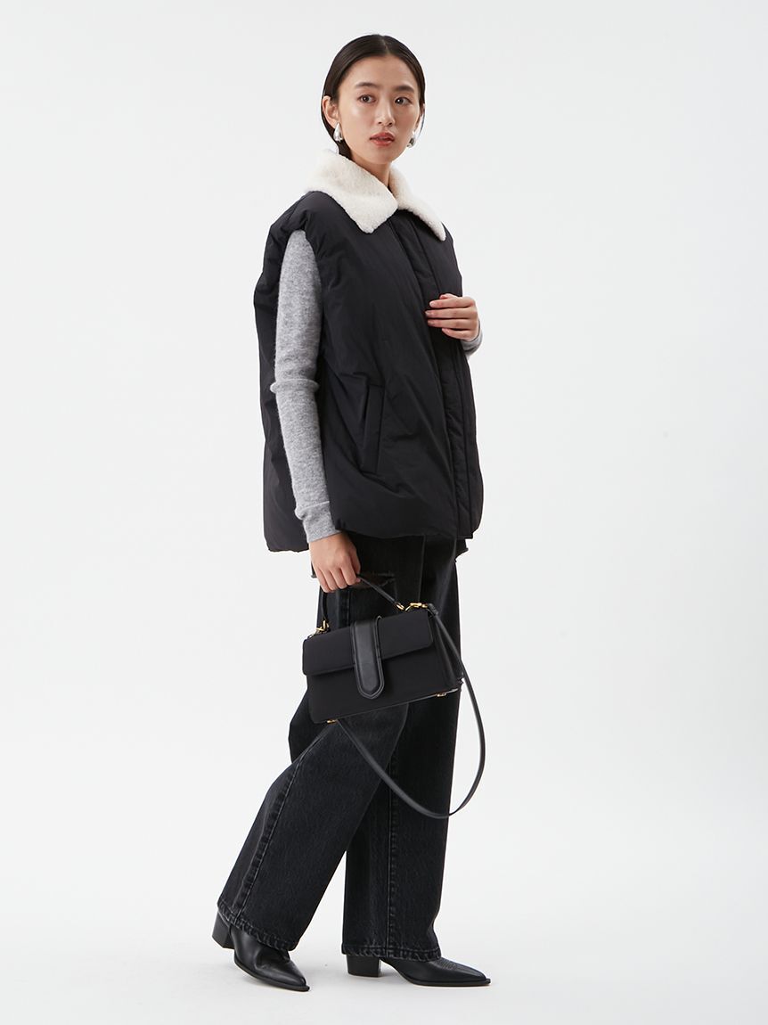 Mila Owen「ボア衿リサイクルダウンベスト」|ダウンベスト・ベスト|