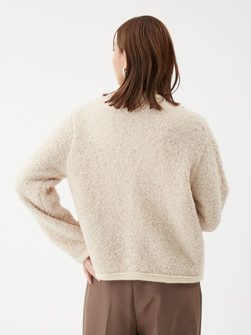 Mila Owen「金釦テディラメニットジャケット」|ノーカラージャケット|