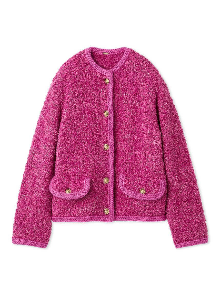 Mila Owen「金釦テディラメニットジャケット」|ノーカラージャケット|