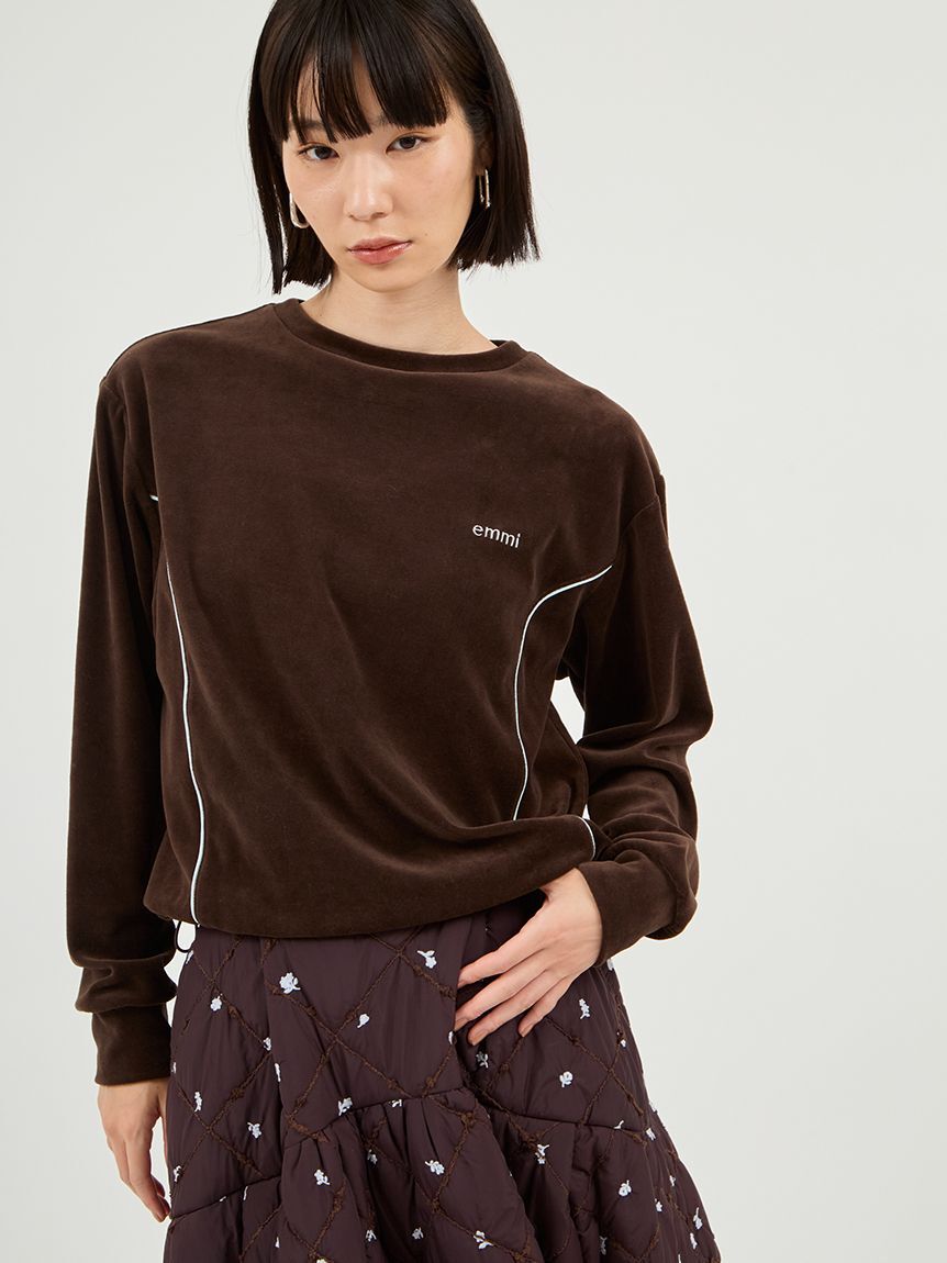 emmi atelier「パイピングデザインベロアトップス」|Tシャツ・カットソー|