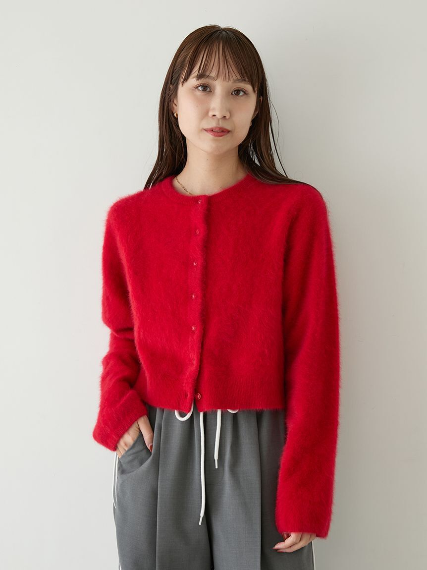 emmi atelier「フォックスカシミヤニットカーディガン」|カーディガン|RED