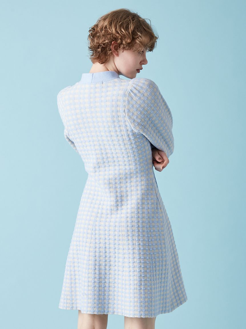 FURFUR「ボウタイギンガムニットワンピース」|ワンピース|