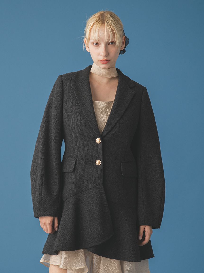 FURFUR「ツイードフレアドレスコート」|チェスターコート|