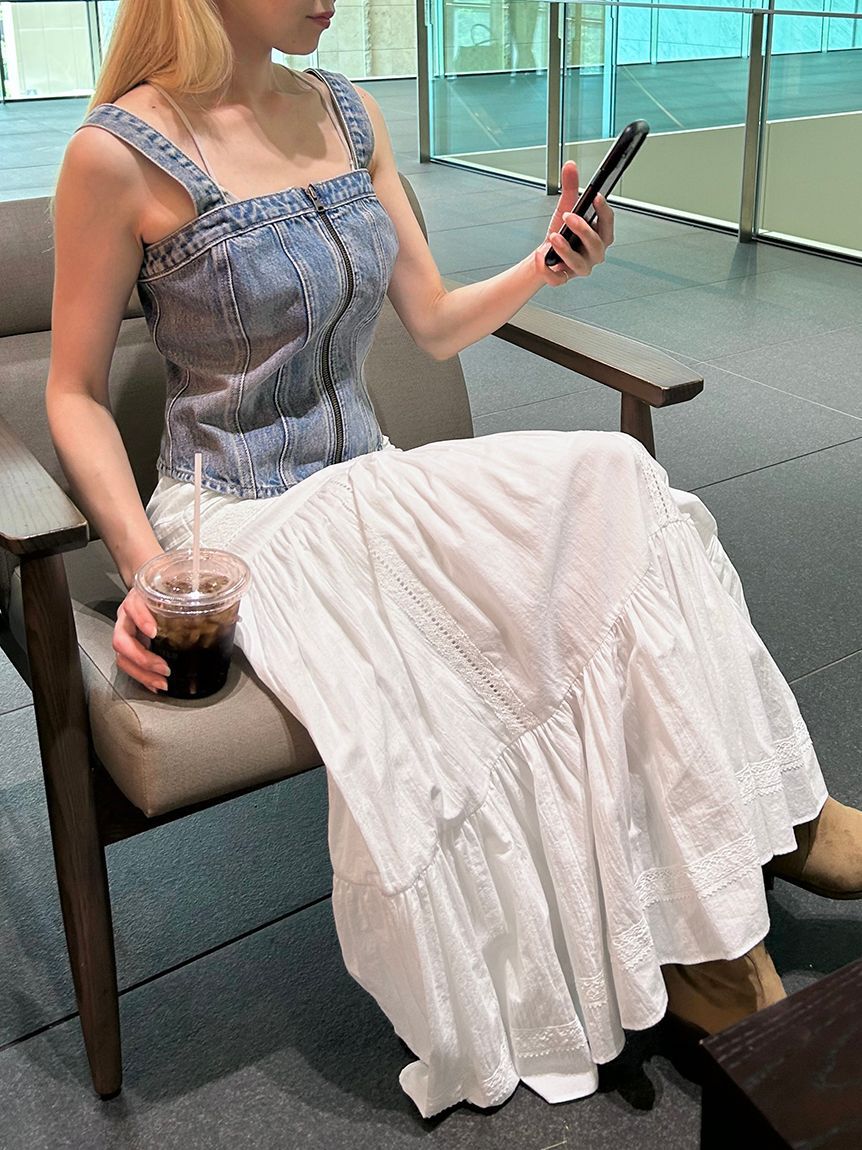 SNIDEL「コットンレーススカート」|スカート|