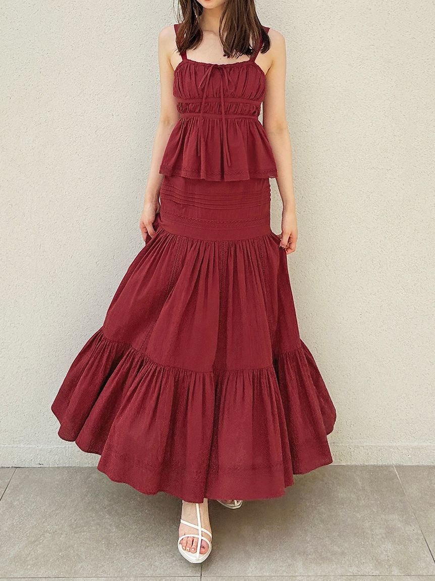 SNIDEL「コットンレーススカート」|スカート|RED