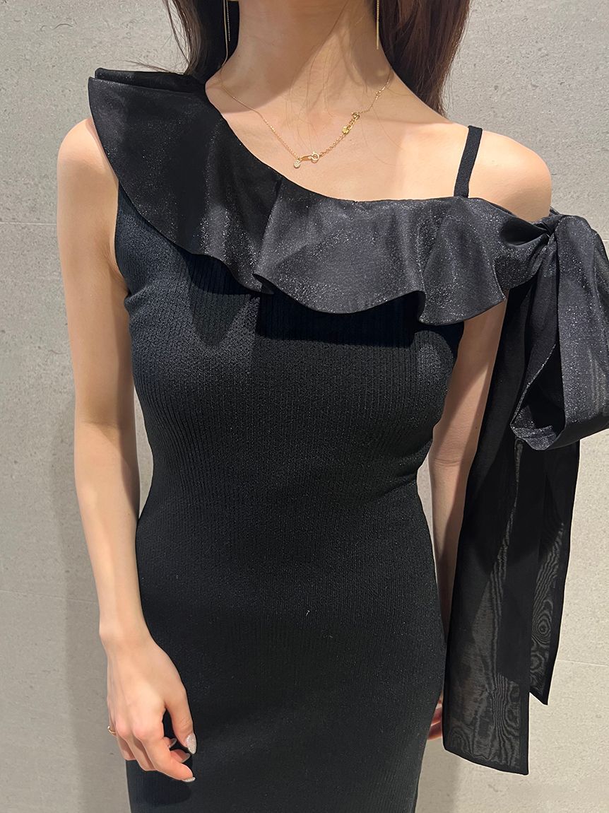 SNIDEL「ワンショルリボンニットワンピース」|ワンピース|