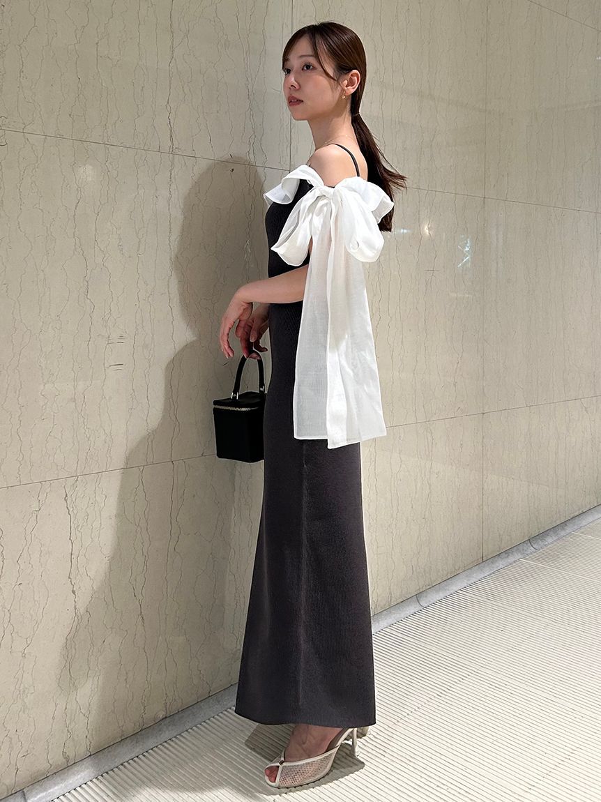 SNIDEL「ワンショルリボンニットワンピース」|ワンピース|