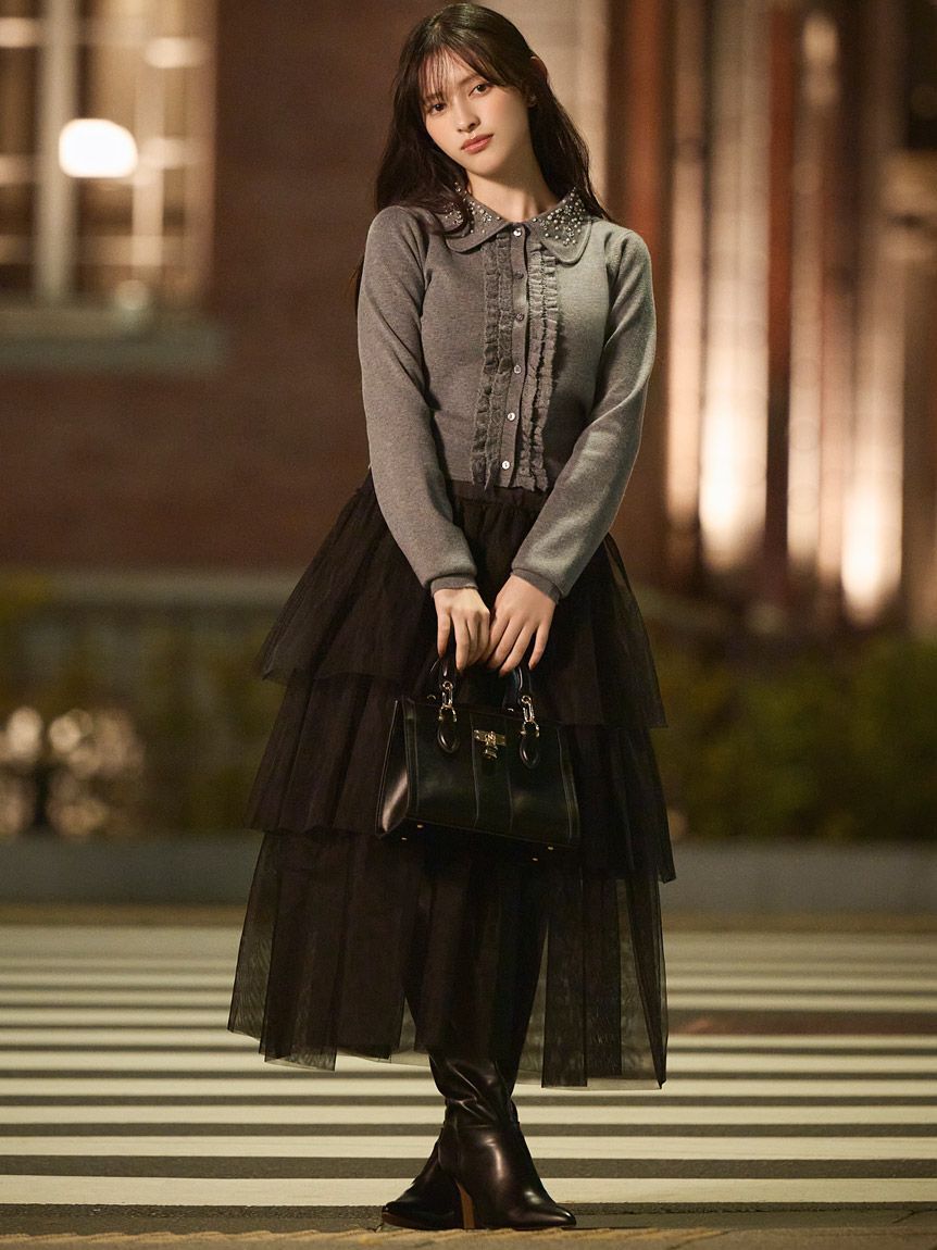 SNIDEL「チュールパニエスカート」|スカート|BLK