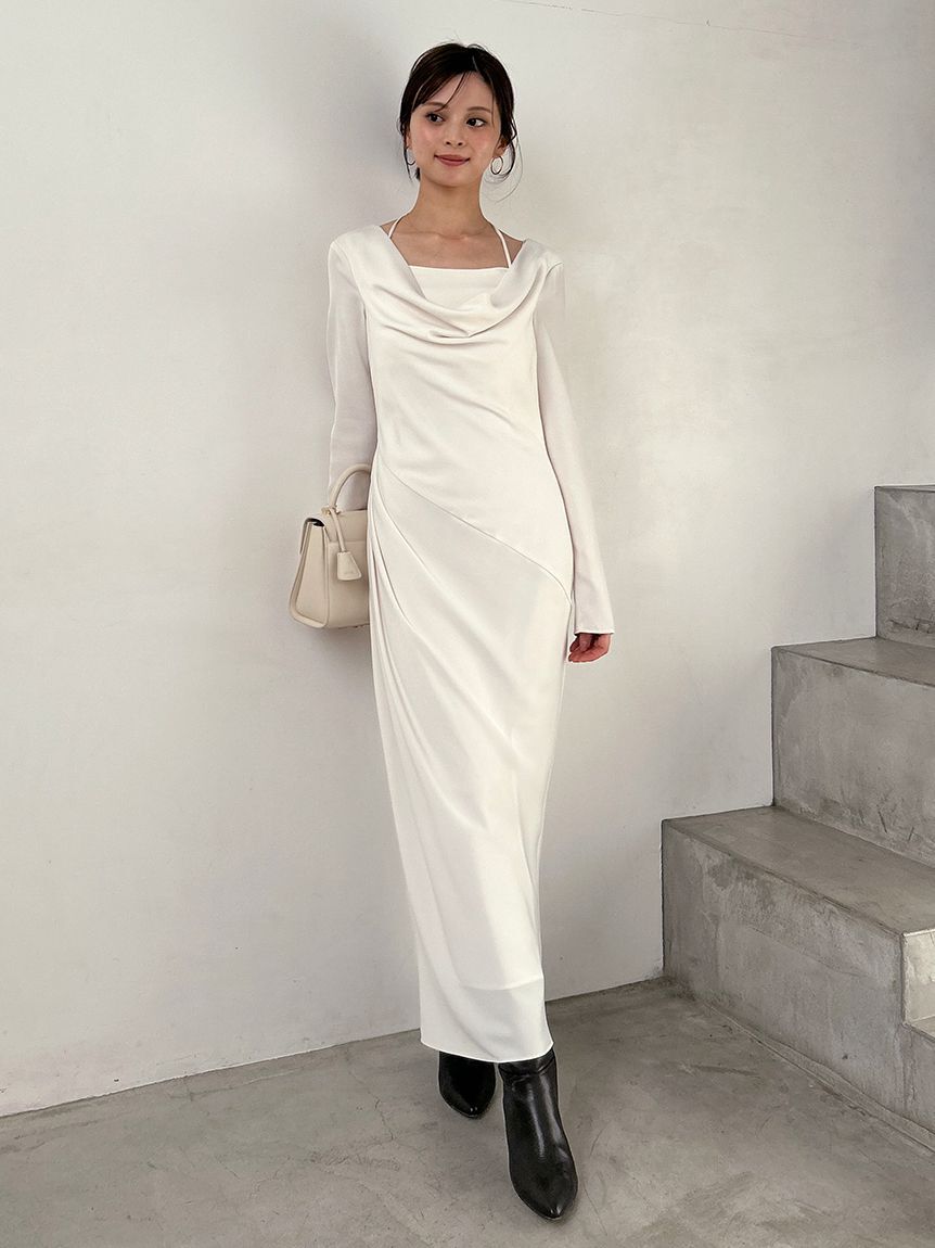 SNIDEL「ドレープバックサテンロングワンピース」|ワンピース|