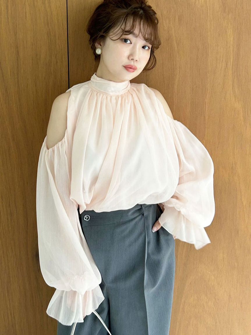 LILY BROWN「【WEB限定カラー】ドレープボウタイシフォンブラウス」|シャツ・ブラウス|