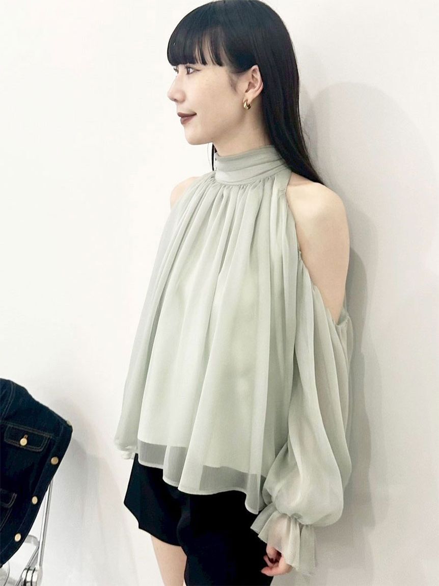 LILY BROWN「【WEB限定カラー】ドレープボウタイシフォンブラウス」|シャツ・ブラウス|