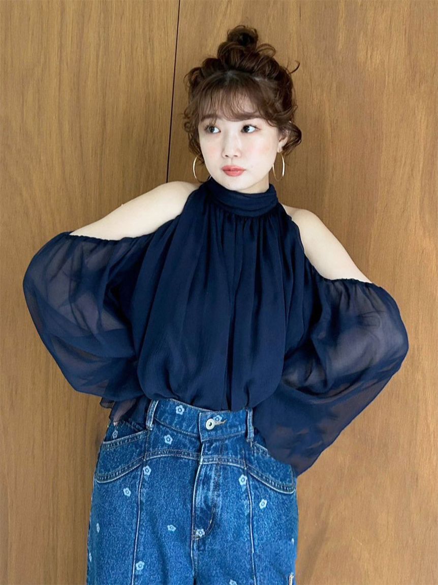 LILY BROWN「【WEB限定カラー】ドレープボウタイシフォンブラウス」|シャツ・ブラウス|