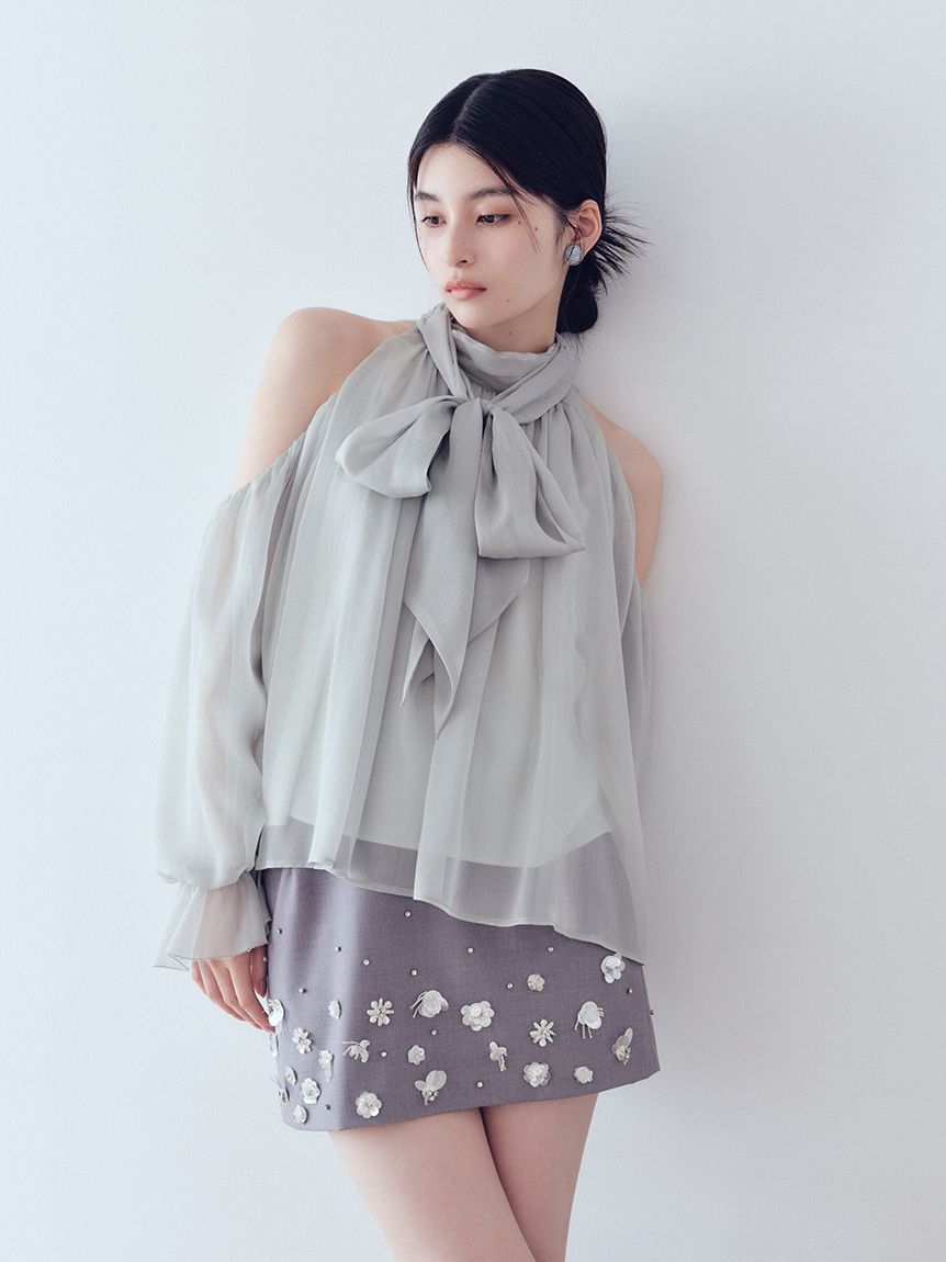 LILY BROWN「【WEB限定カラー】ドレープボウタイシフォンブラウス」|シャツ・ブラウス|