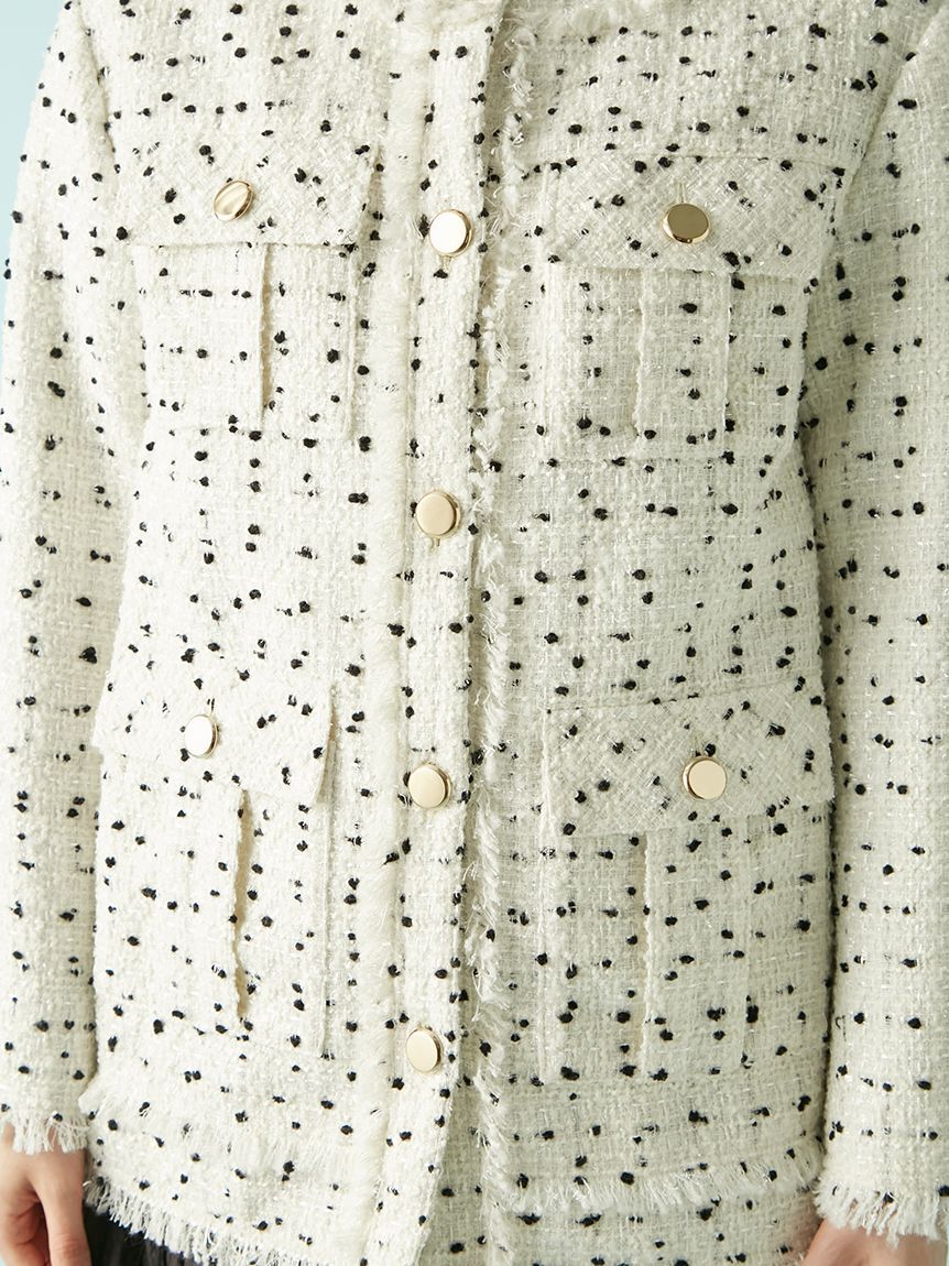 LILY BROWN「ノーカラーツイードジャケット」|ノーカラージャケット|