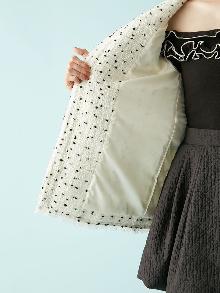 LILY BROWN「ノーカラーツイードジャケット」|ノーカラージャケット|